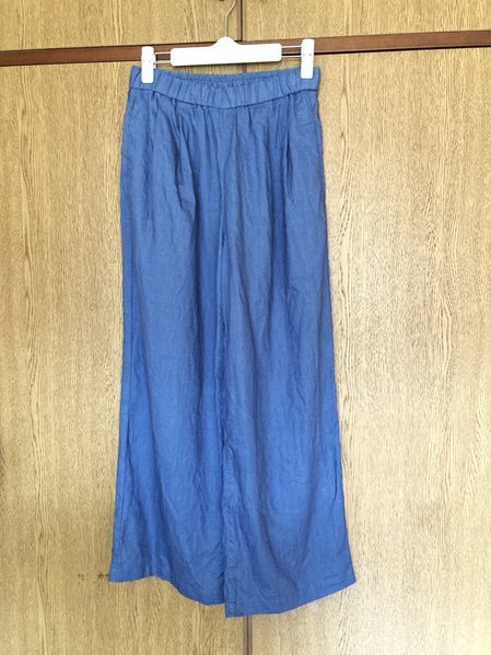 洗いざらしイージーワイドパンツ(無印良品) スモーキーブルー 写真